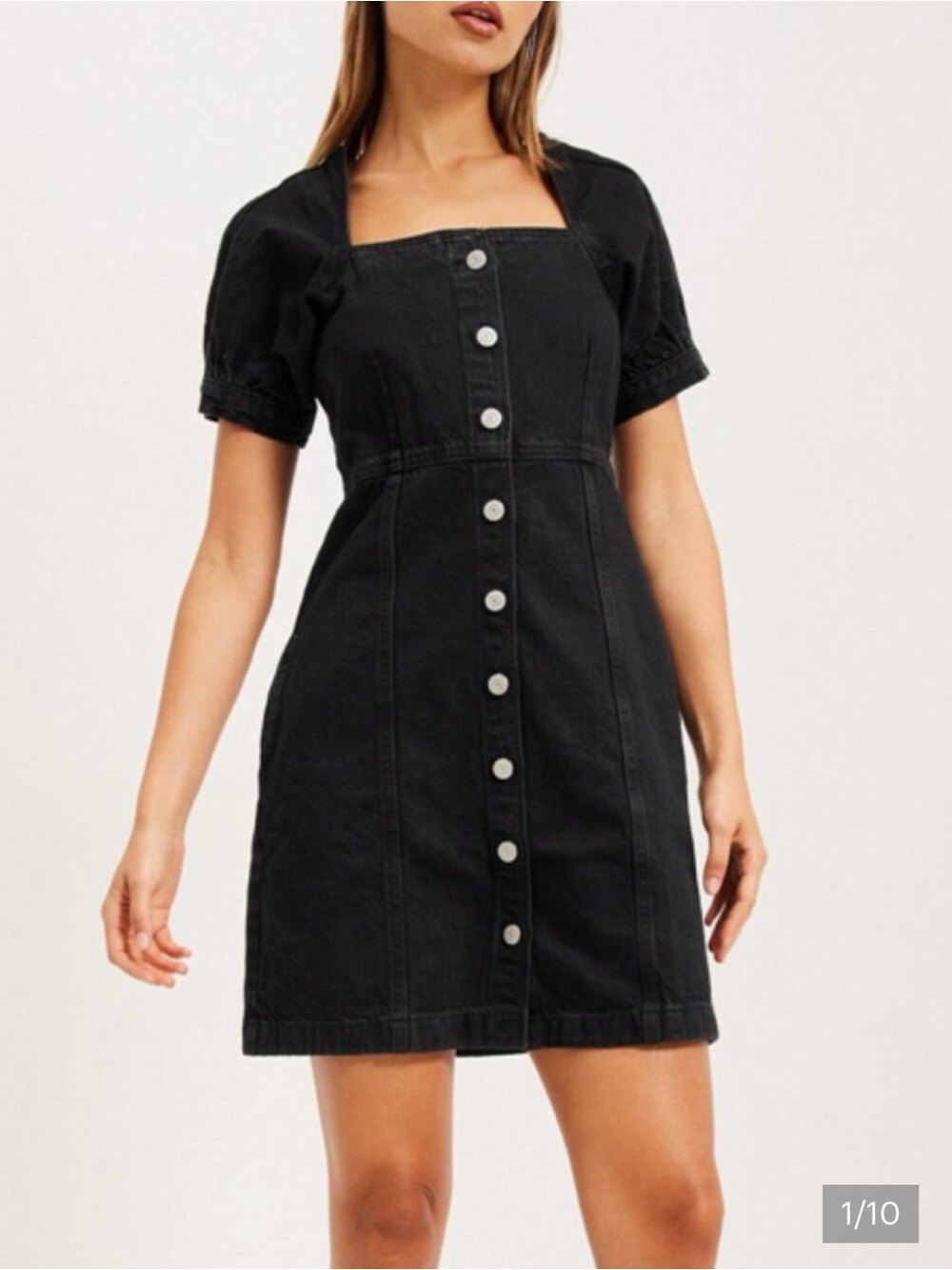 Levi Rhode Square Neck Black Denim Dress